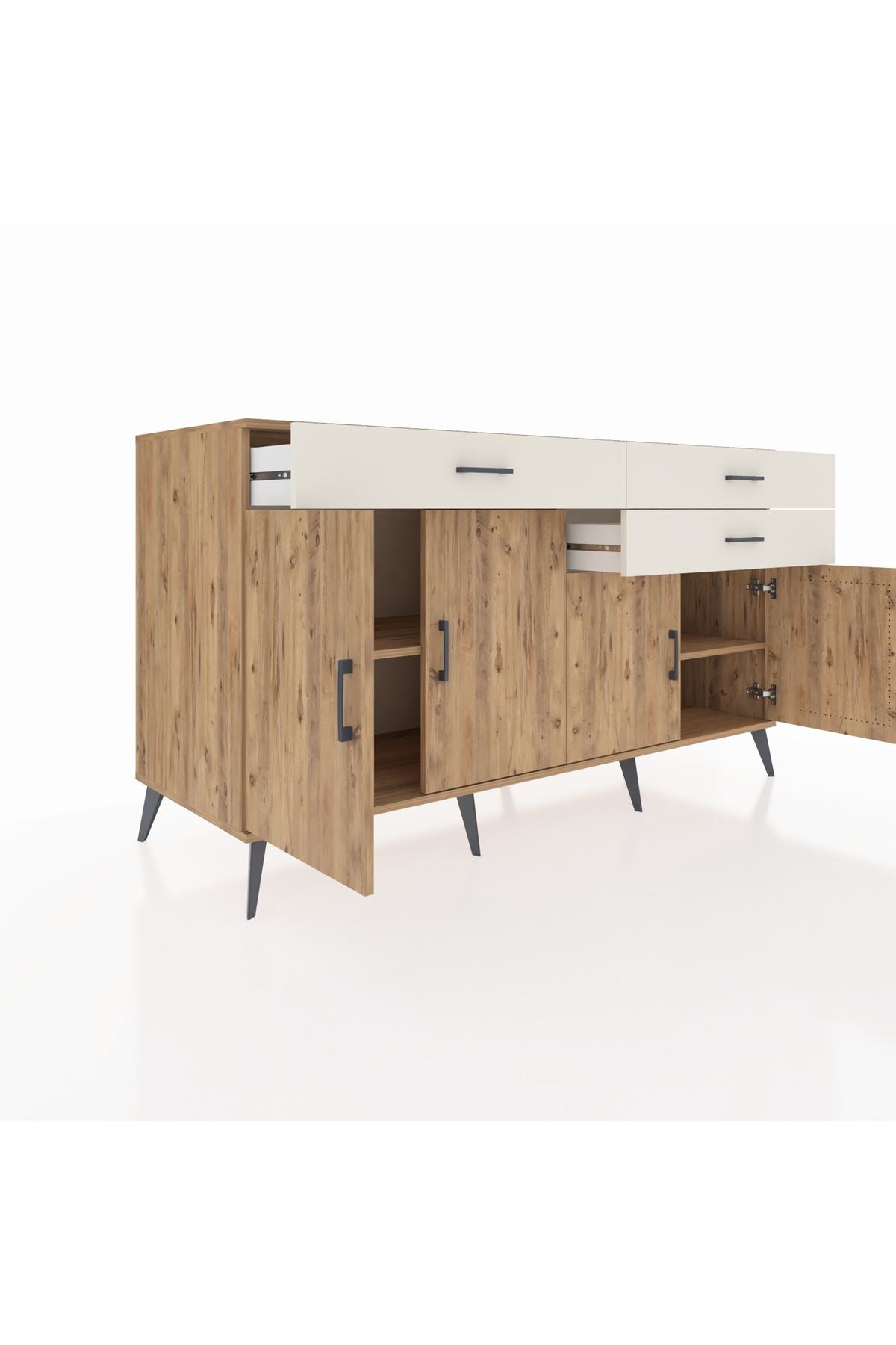 Kronos Konsol 2 Raflı 3 Çekmeceli 4 Kapaklı 176x59x99 Çam-Çam/Aytaşı