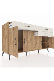 Kronos Konsol 2 Raflı 3 Çekmeceli 4 Kapaklı 176x59x99 Çam-Çam/Aytaşı