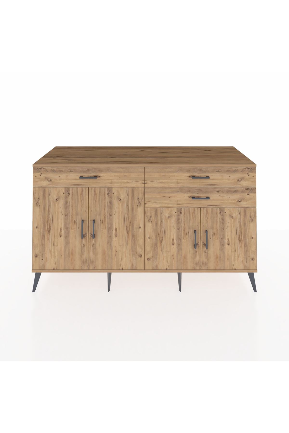 Kronos Konsol 2 Raflı 3 Çekmeceli 4 Kapaklı 176x59x99 Çam-Çam