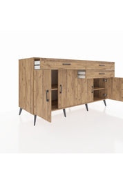 Kronos Konsol 2 Raflı 3 Çekmeceli 4 Kapaklı 176x59x99 Çam-Çam