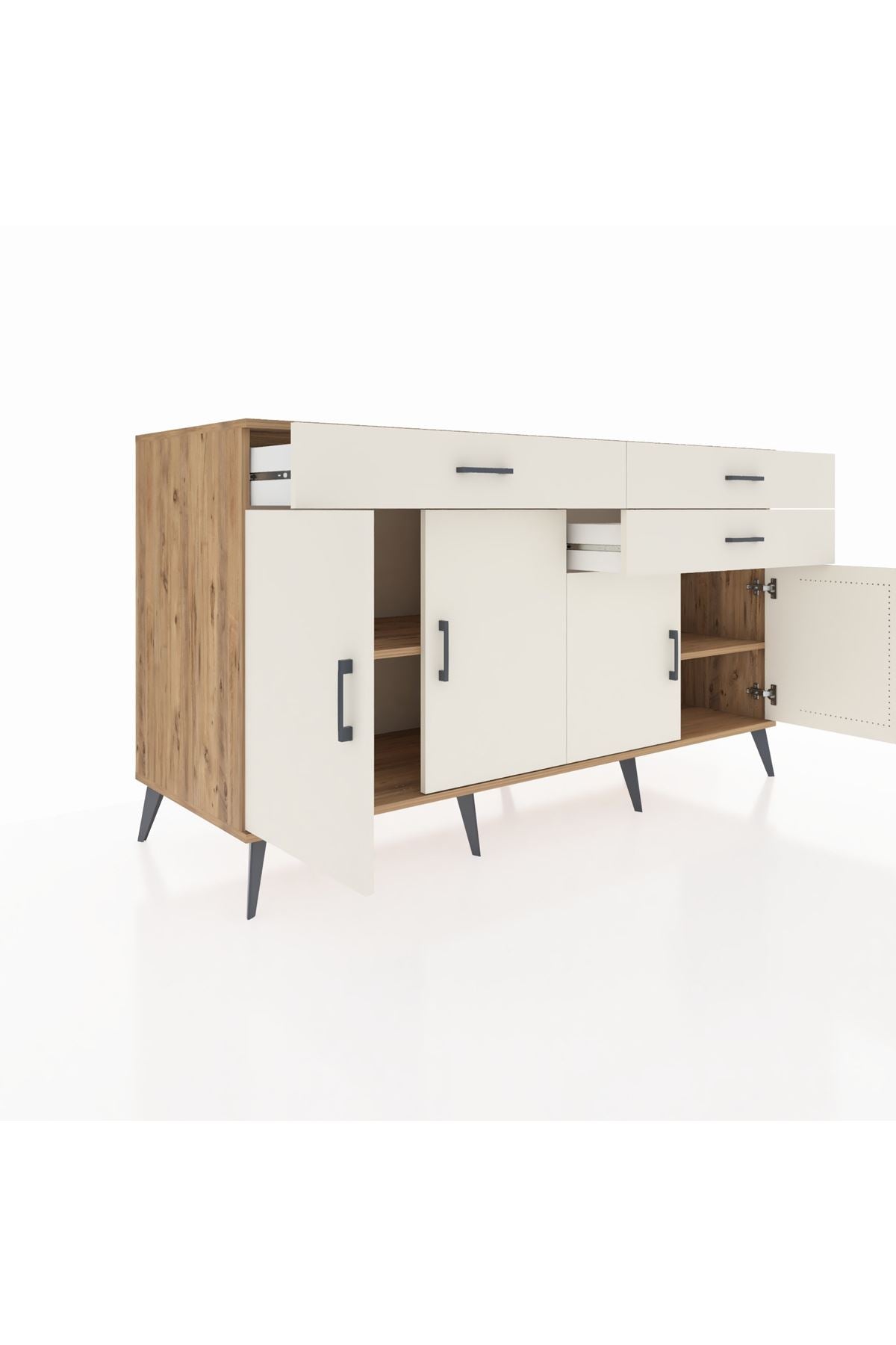 Kronos Konsol 2 Raflı 3 Çekmeceli 4 Kapaklı 176x59x99 Çam-Aytaşı