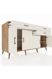 Kronos Konsol 2 Raflı 3 Çekmeceli 4 Kapaklı 176x59x99 Çam-Aytaşı