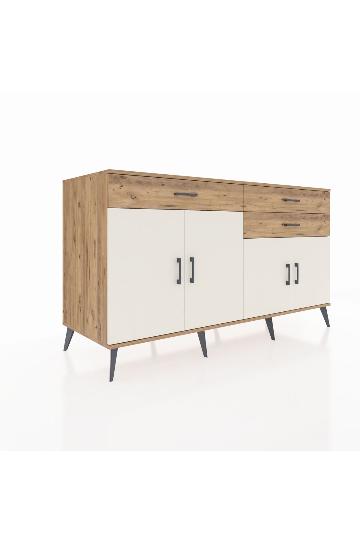 Kronos Konsol 2 Raflı 3 Çekmeceli 4 Kapaklı 176x59x99 Çam-Aytaşı/Çam