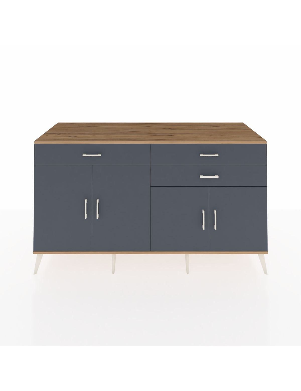 Kronos Konsol 2 Raflı 3 Çekmeceli 4 Kapaklı 176x59x99 Çam-Antrasit