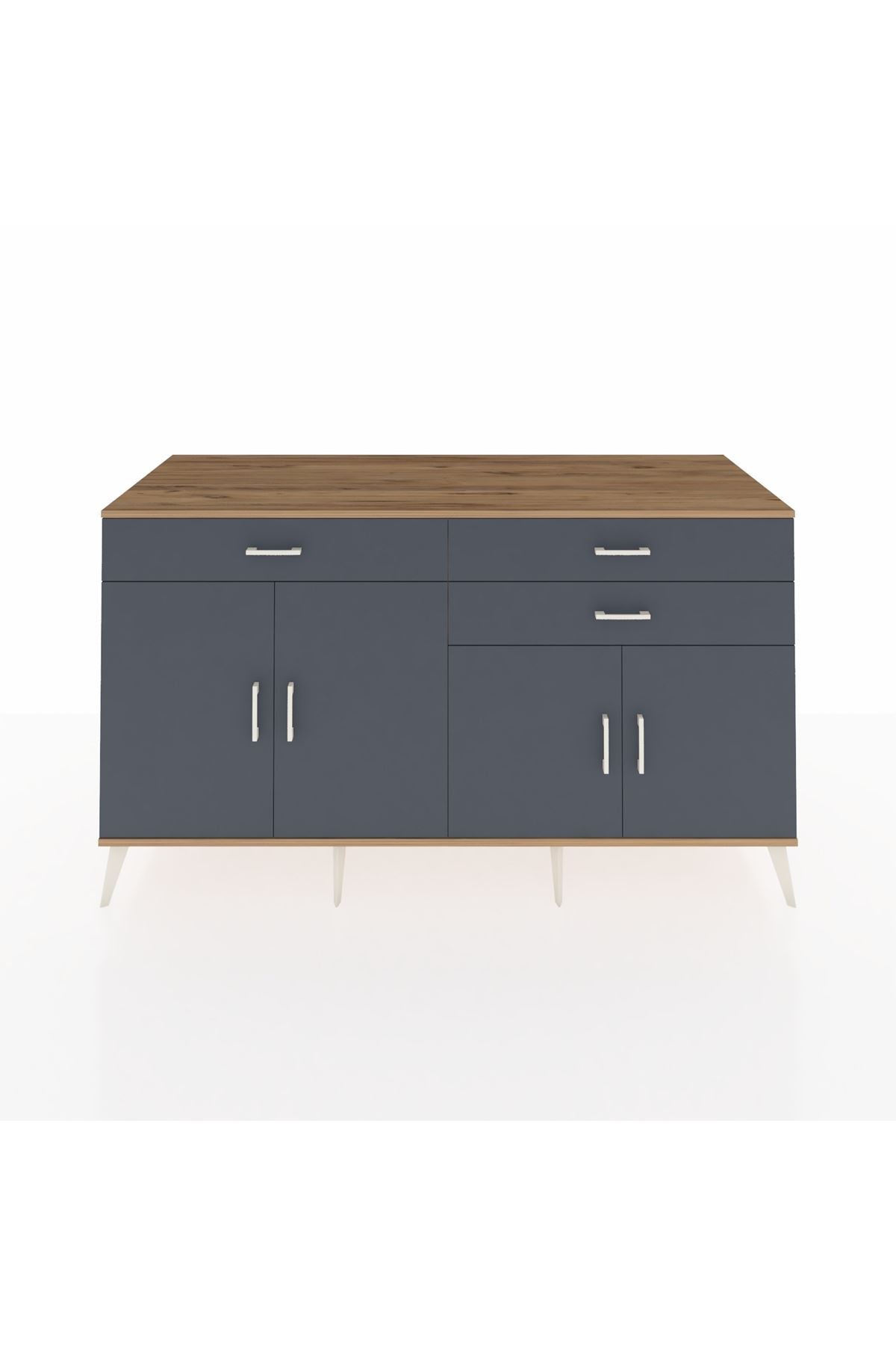 Kronos Konsol 2 Raflı 3 Çekmeceli 4 Kapaklı 176x59x99 Çam-Antrasit