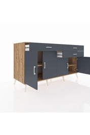 Kronos Konsol 2 Raflı 3 Çekmeceli 4 Kapaklı 176x59x99 Çam-Antrasit