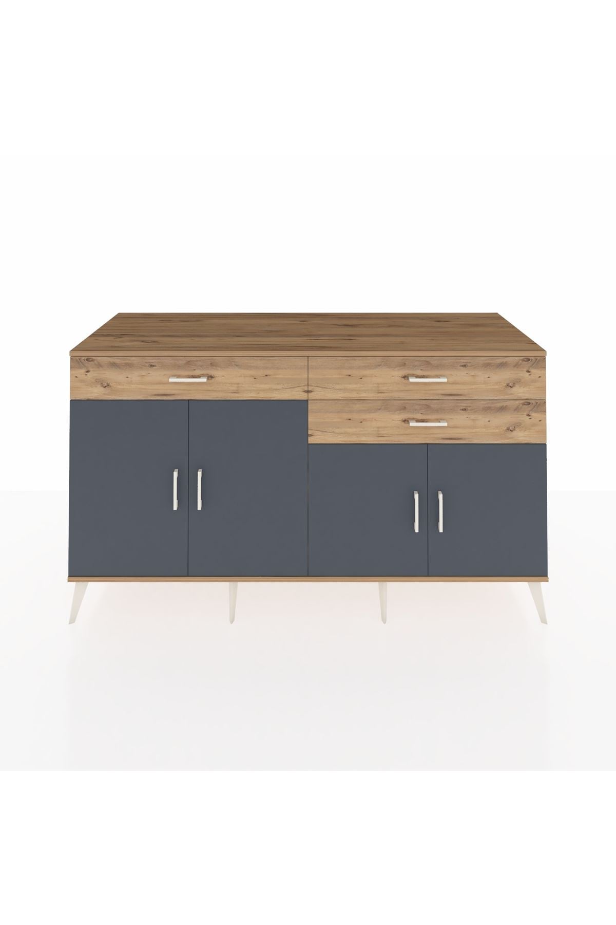 Kronos Konsol 2 Raflı 3 Çekmeceli 4 Kapaklı 176x59x99 Çam-Antrasit/Çam