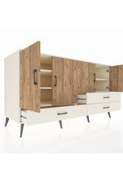 Kronos Konsol 5 Raflı 3 Çekmeceli 4 Kapaklı 176x59x99 Aytaşı-Çam/Aytaşı