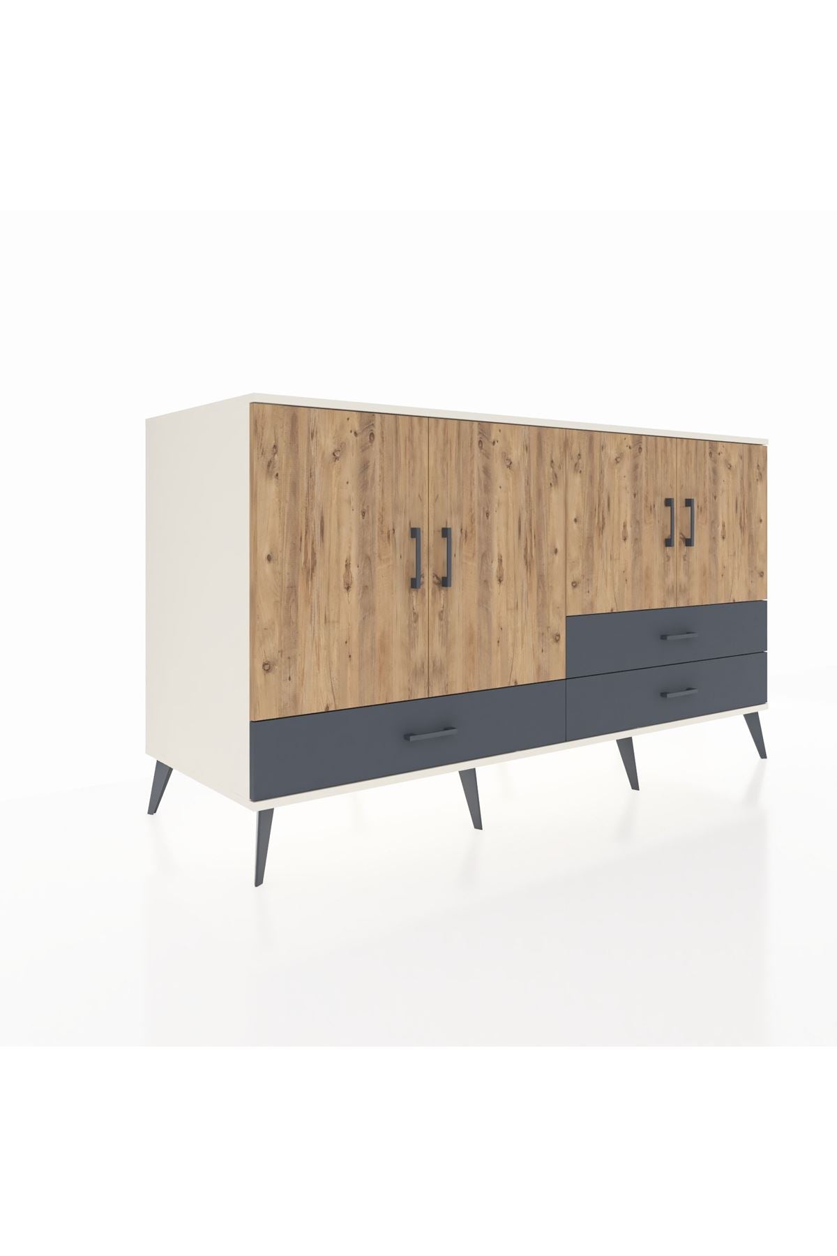 Kronos Konsol 5 Raflı 3 Çekmeceli 4 Kapaklı 176x59x99 Aytaşı-Çam/Antrasit