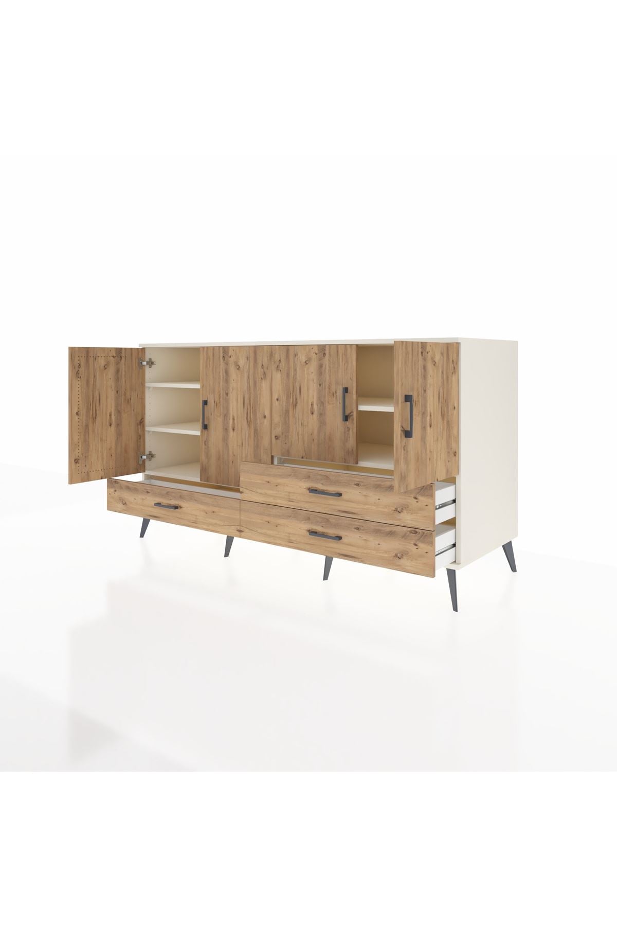 Kronos Konsol 5 Raflı 3 Çekmeceli 4 Kapaklı 176x59x99 Aytaşı-Çam