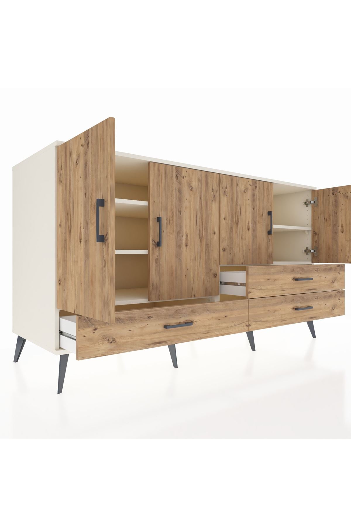 Kronos Konsol 5 Raflı 3 Çekmeceli 4 Kapaklı 176x59x99 Aytaşı-Çam