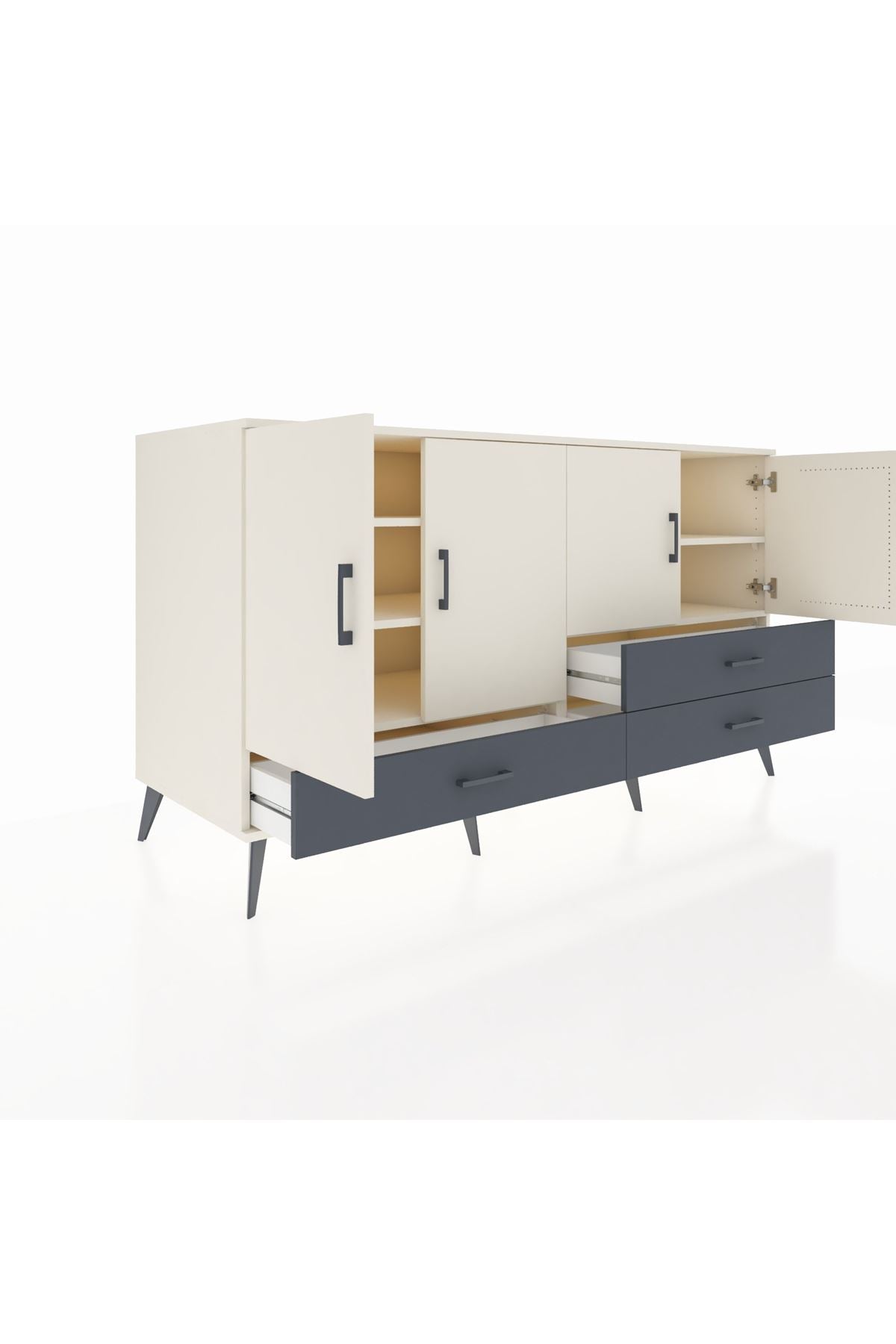 Kronos Konsol 5 Raflı 3 Çekmeceli 4 Kapaklı 176x59x99 Aytaşı-Aytaşı/Antrasit