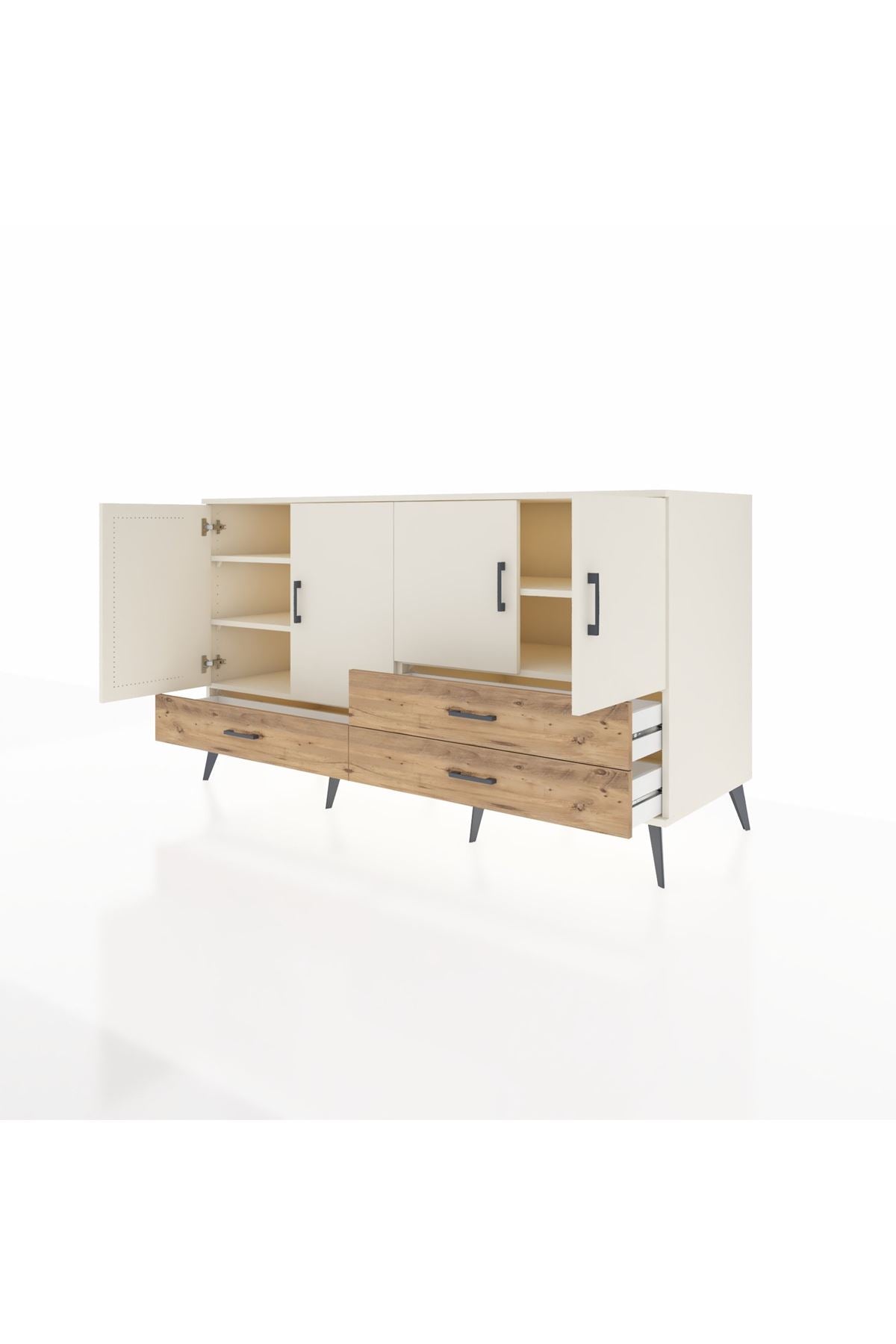 Kronos Konsol 5 Raflı 3 Çekmeceli 4 Kapaklı 176x59x99 Aytaşı-Aytaşı/Çam