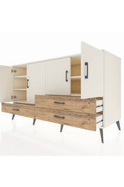 Kronos Konsol 5 Raflı 3 Çekmeceli 4 Kapaklı 176x59x99 Aytaşı-Aytaşı/Çam