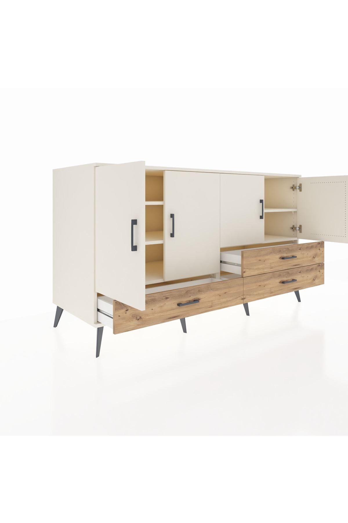 Kronos Konsol 5 Raflı 3 Çekmeceli 4 Kapaklı 176x59x99 Aytaşı-Aytaşı/Çam