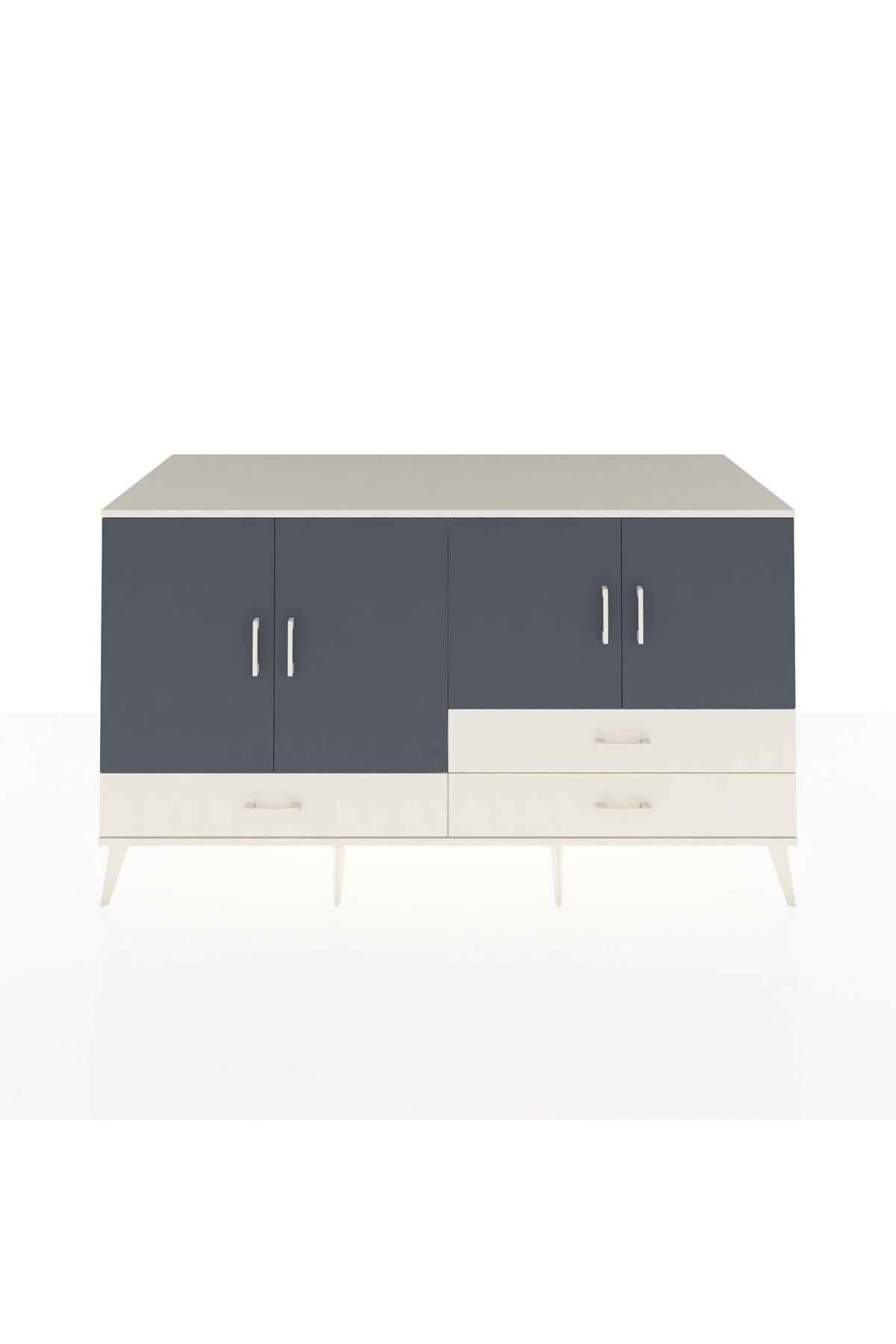 Kronos Konsol 5 Raflı 3 Çekmeceli 4 Kapaklı 176x59x99 Aytaşı-Antrasit/Aytaşı