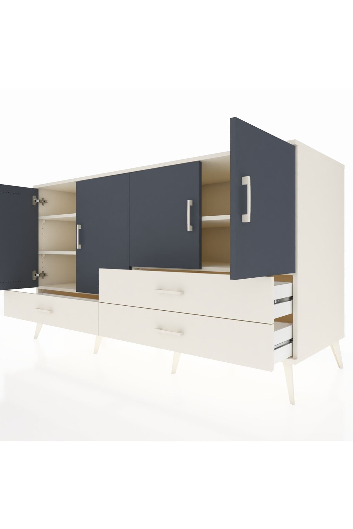 Kronos Konsol 5 Raflı 3 Çekmeceli 4 Kapaklı 176x59x99 Aytaşı-Antrasit/Aytaşı