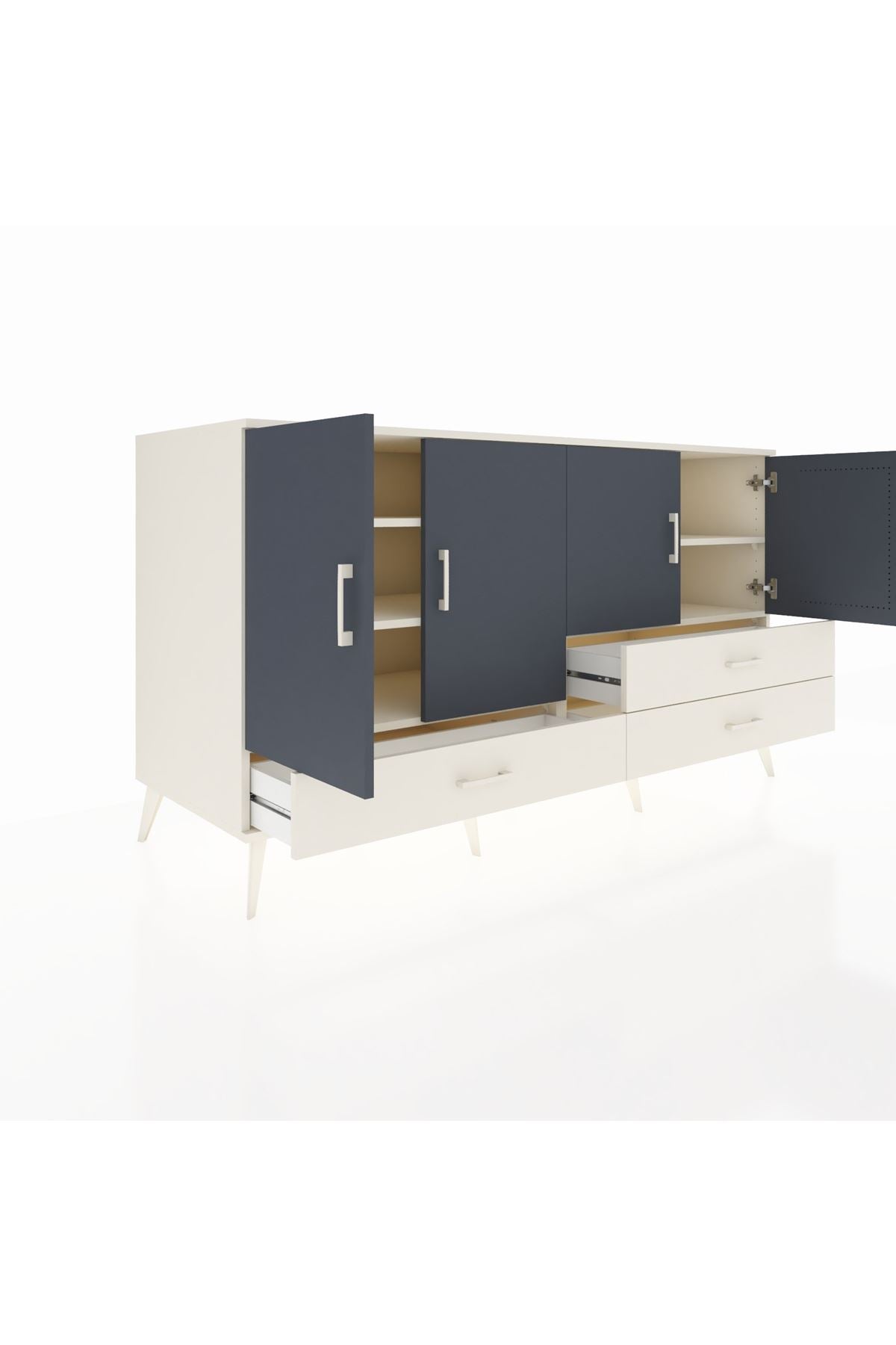 Kronos Konsol 5 Raflı 3 Çekmeceli 4 Kapaklı 176x59x99 Aytaşı-Antrasit/Aytaşı