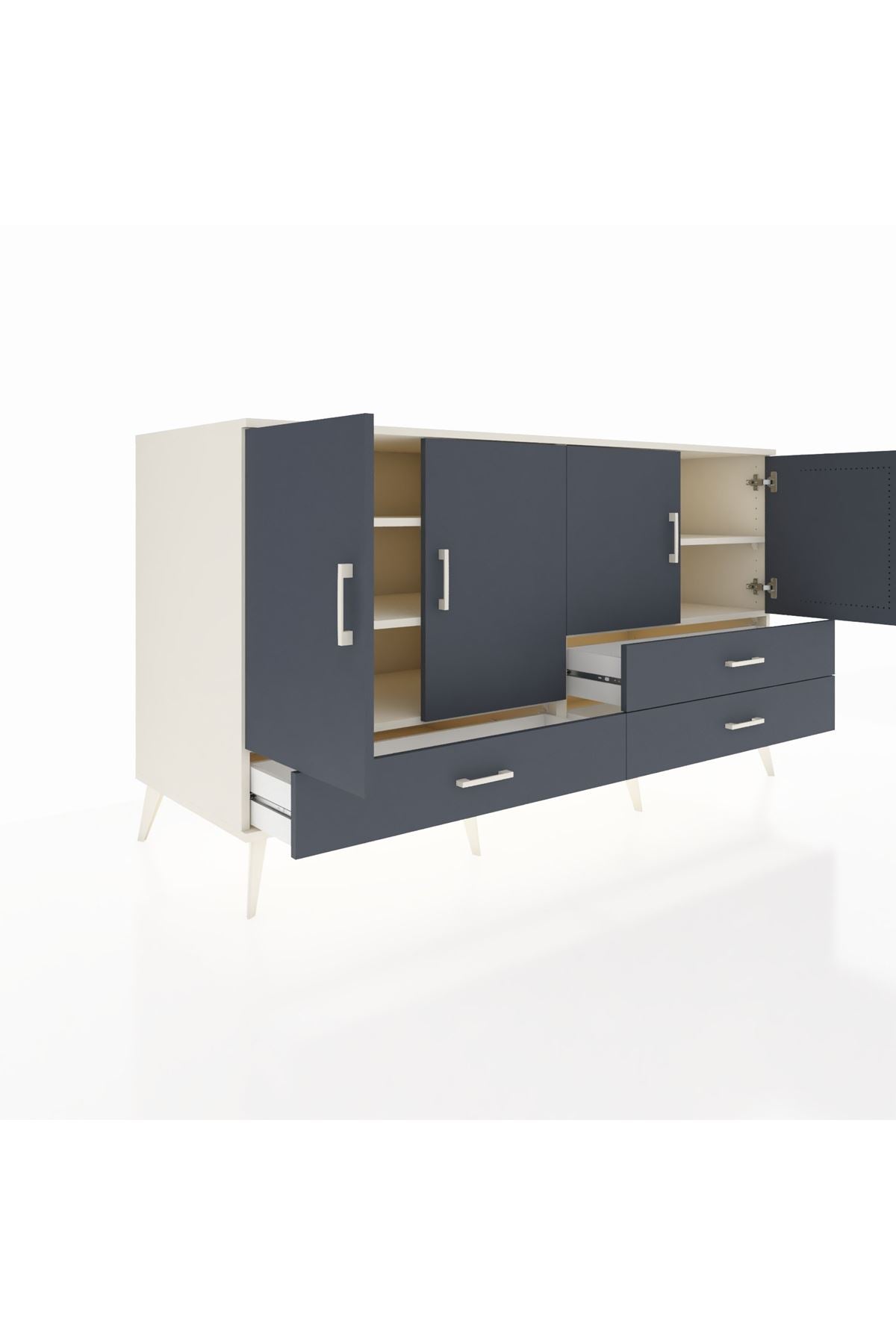 Kronos Konsol 5 Raflı 3 Çekmeceli 4 Kapaklı 176x59x99 Aytaşı-Antrasit