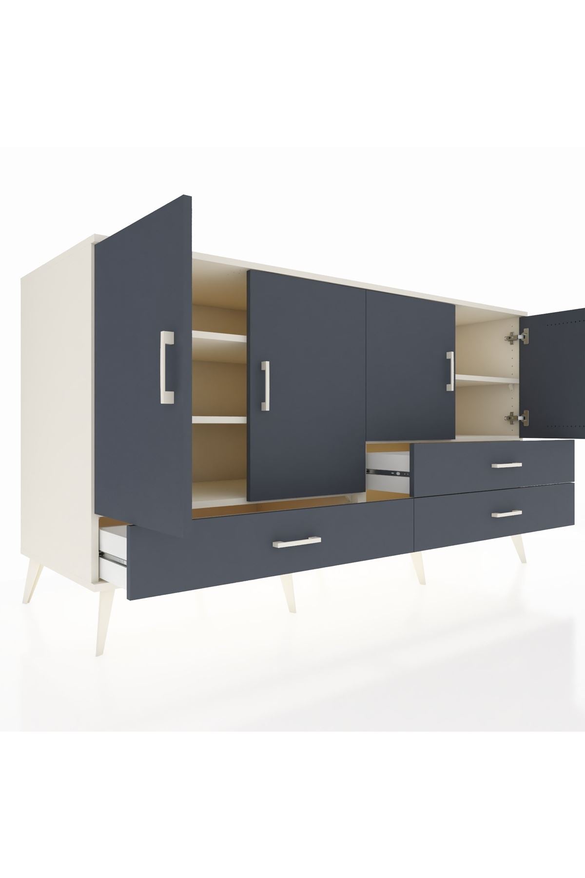 Kronos Konsol 5 Raflı 3 Çekmeceli 4 Kapaklı 176x59x99 Aytaşı-Antrasit