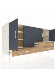 Kronos Konsol 5 Raflı 3 Çekmeceli 4 Kapaklı 176x59x99 Aytaşı-Antrasit/Çam