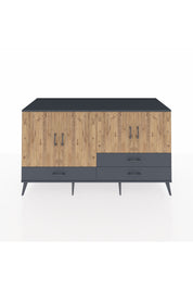 Kronos Konsol 5 Raflı 3 Çekmeceli 4 Kapaklı 176x59x99 Antrasit-Çam/Antrasit