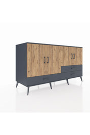 Kronos Konsol 5 Raflı 3 Çekmeceli 4 Kapaklı 176x59x99 Antrasit-Çam/Antrasit