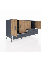 Kronos Konsol 5 Raflı 3 Çekmeceli 4 Kapaklı 176x59x99 Antrasit-Çam/Antrasit