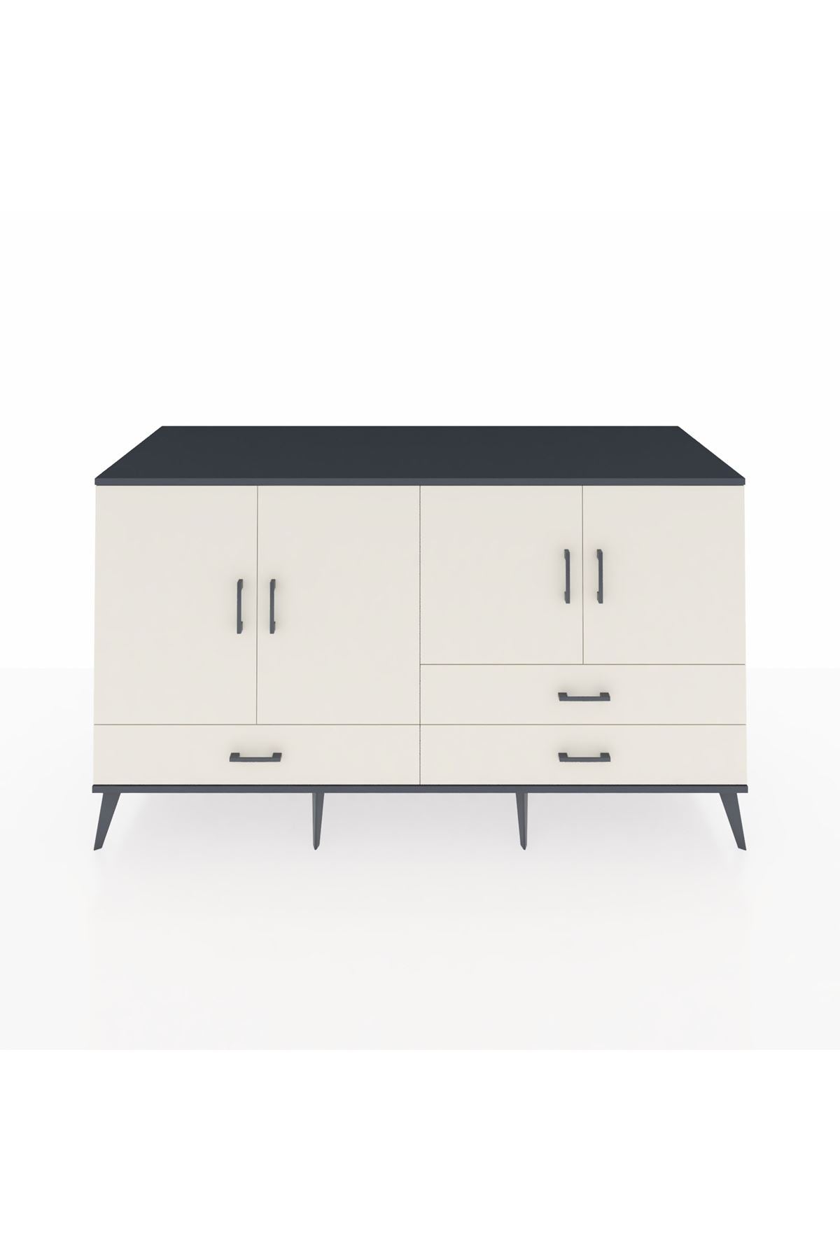 Kronos Konsol 5 Raflı 3 Çekmeceli 4 Kapaklı 176x59x99 Antrasit-Aytaşı