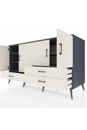 Kronos Konsol 5 Raflı 3 Çekmeceli 4 Kapaklı 176x59x99 Antrasit-Aytaşı