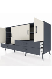 Kronos Konsol 5 Raflı 3 Çekmeceli 4 Kapaklı 176x59x99 Antrasit-Aytaşı/Antrasit