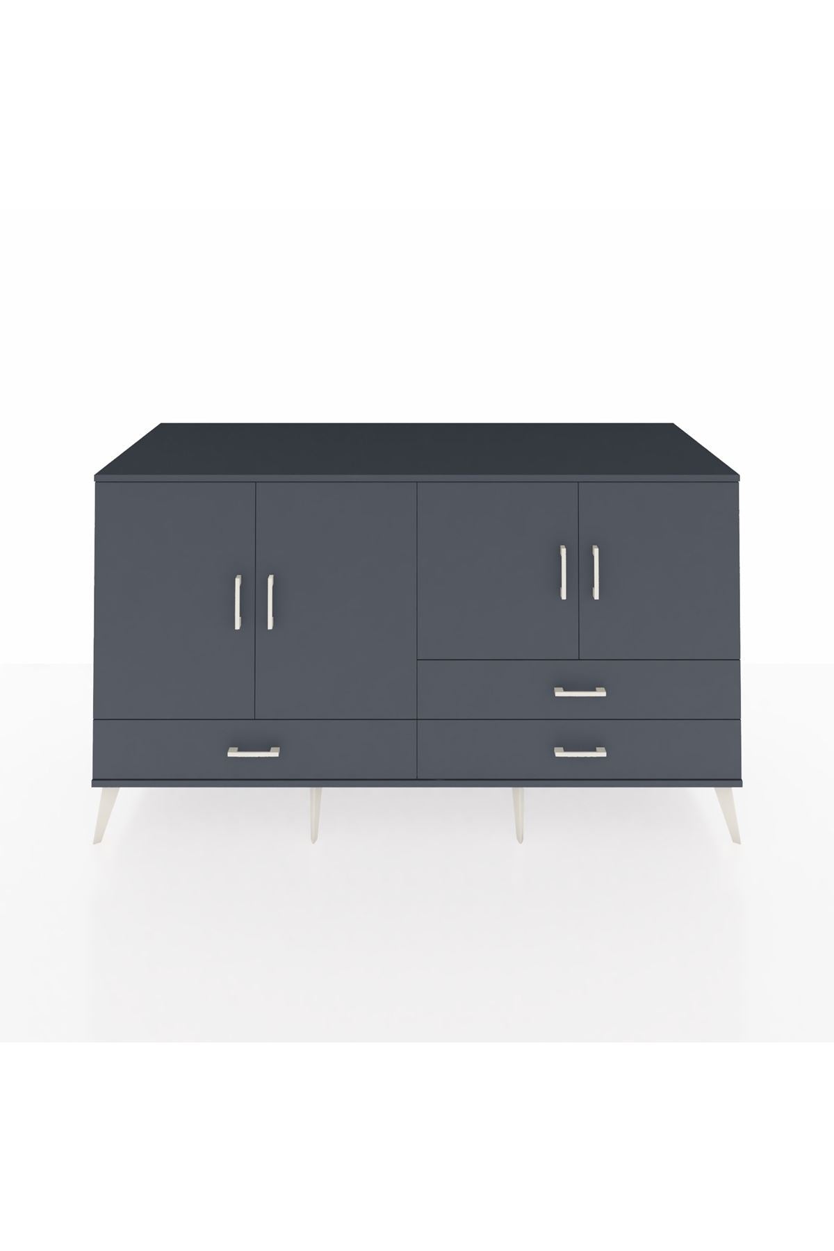 Kronos Konsol 5 Raflı 3 Çekmeceli 4 Kapaklı 176x59x99 Antrasit-Antrasit