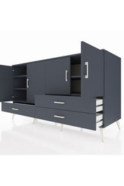 Kronos Konsol 5 Raflı 3 Çekmeceli 4 Kapaklı 176x59x99 Antrasit-Antrasit