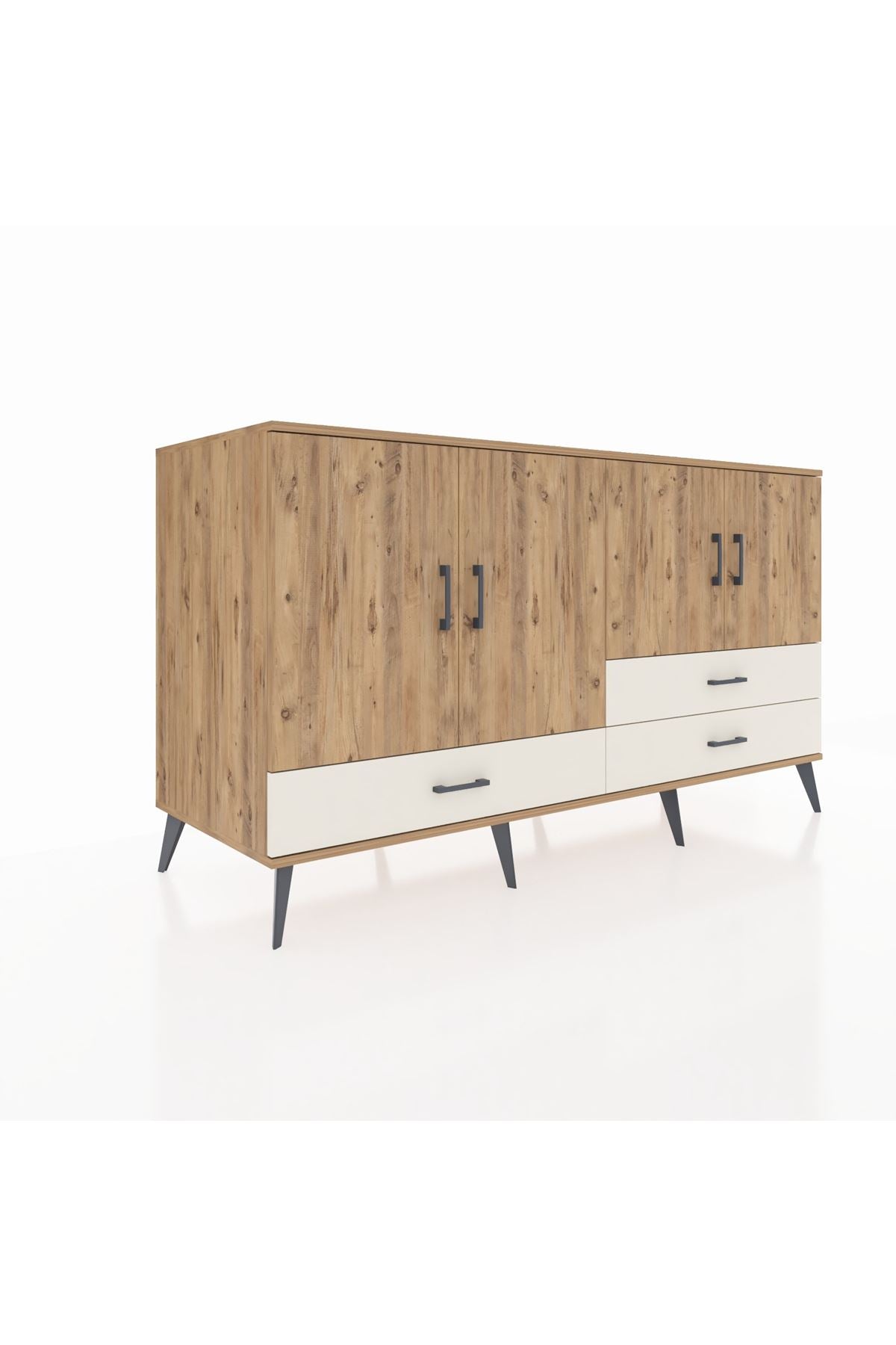 Kronos Konsol 5 Raflı 3 Çekmeceli 4 Kapaklı 176x59x99 Çam-Çam/Aytaşı