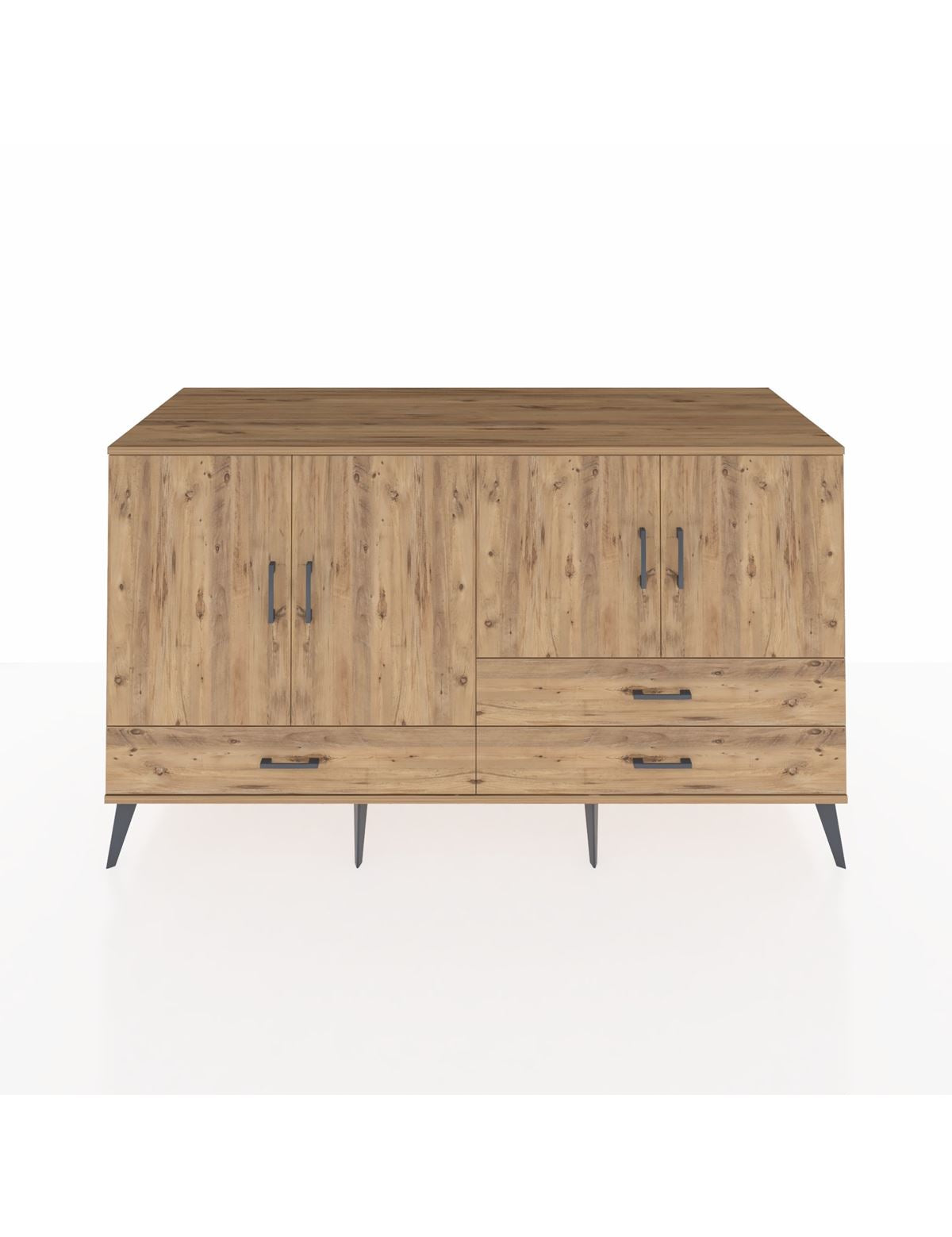 Kronos Konsol 5 Raflı 3 Çekmeceli 4 Kapaklı 176x59x99 Çam-Çam