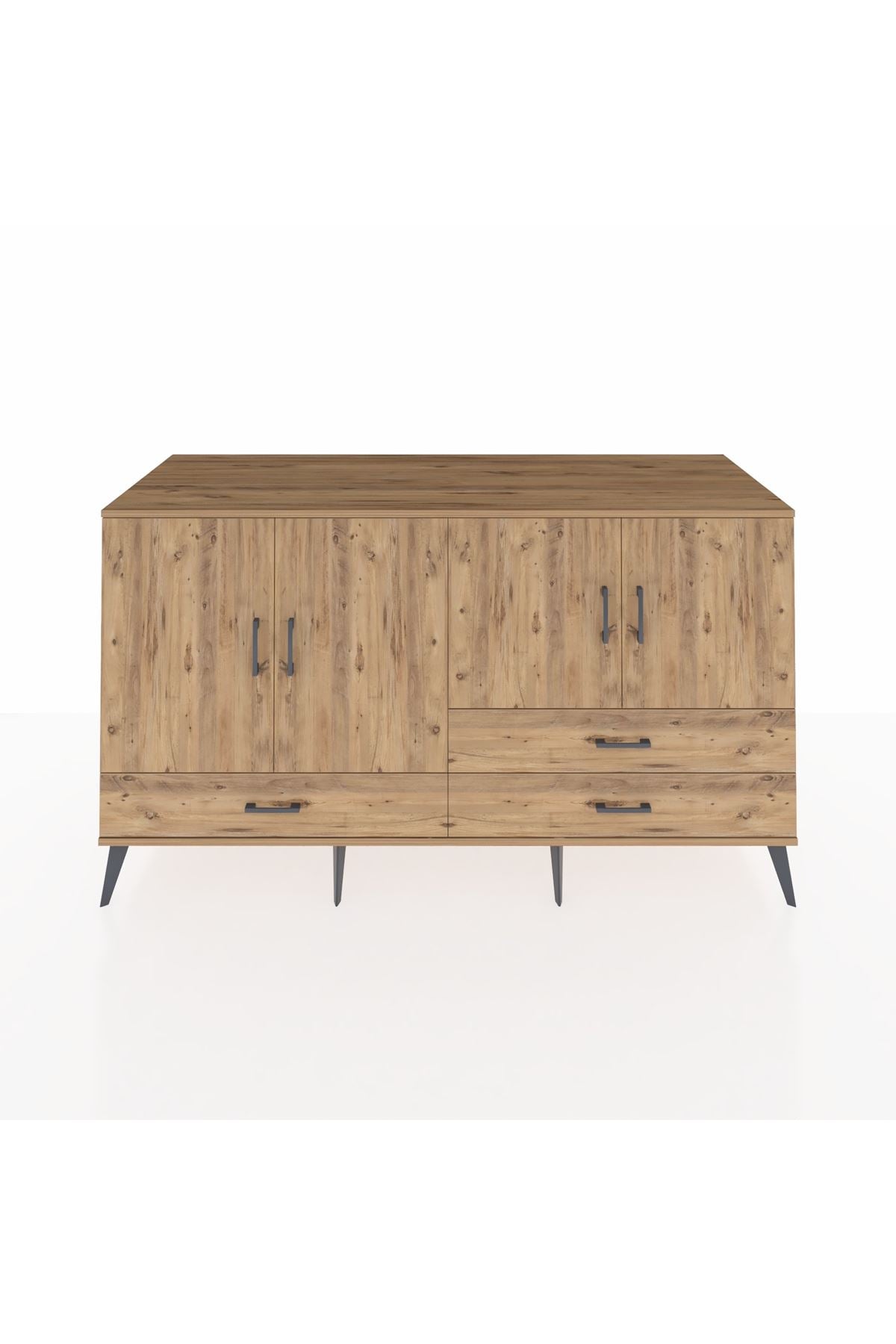 Kronos Konsol 5 Raflı 3 Çekmeceli 4 Kapaklı 176x59x99 Çam-Çam