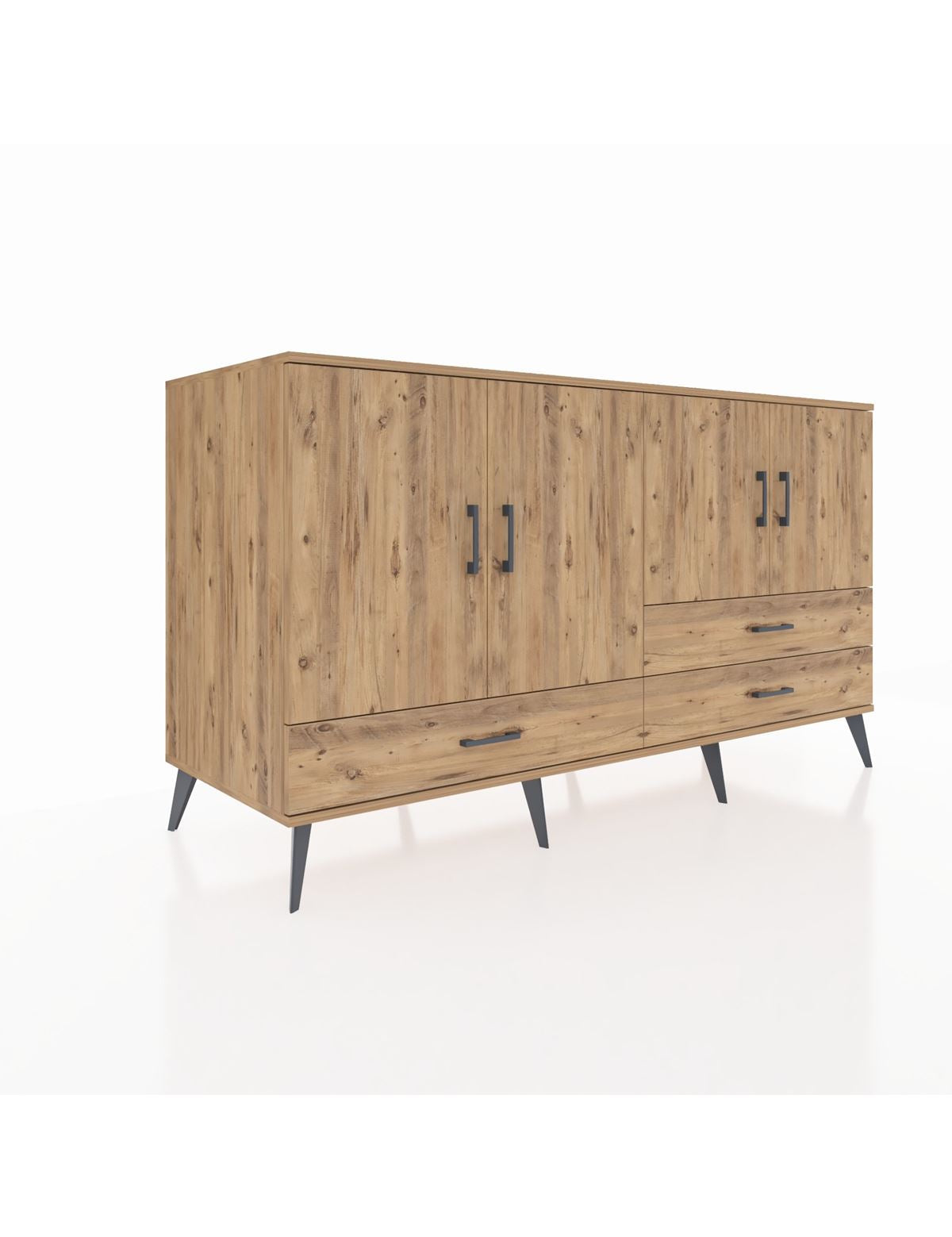 Kronos Konsol 5 Raflı 3 Çekmeceli 4 Kapaklı 176x59x99 Çam-Çam