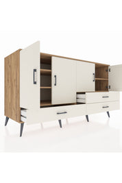 Kronos Konsol 5 Raflı 3 Çekmeceli 4 Kapaklı 176x59x99 Çam-Aytaşı