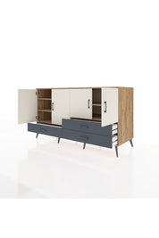 Kronos Konsol 5 Raflı 3 Çekmeceli 4 Kapaklı 176x59x99 Çam-Aytaşı/Antrasit