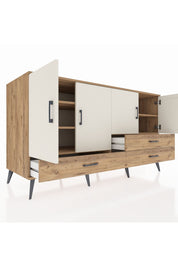 Kronos Konsol 5 Raflı 3 Çekmeceli 4 Kapaklı 176x59x99 Çam-Aytaşı/Çam