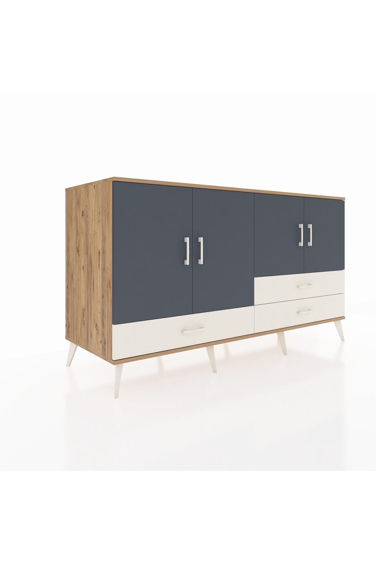 Kronos Konsol 5 Raflı 3 Çekmeceli 4 Kapaklı 176x59x99 Çam-Antrasit/Aytaşı