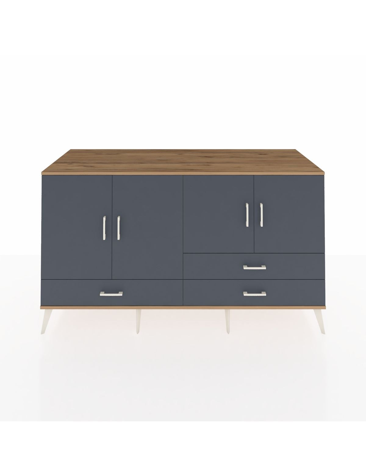 Kronos Konsol 5 Raflı 3 Çekmeceli 4 Kapaklı 176x59x99 Çam-Antrasit