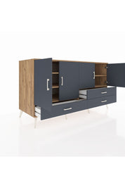 Kronos Konsol 5 Raflı 3 Çekmeceli 4 Kapaklı 176x59x99 Çam-Antrasit