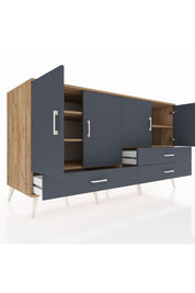 Kronos Konsol 5 Raflı 3 Çekmeceli 4 Kapaklı 176x59x99 Çam-Antrasit