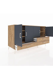 Kronos Konsol 5 Raflı 3 Çekmeceli 4 Kapaklı 176x59x99 Çam-Antrasit/Çam