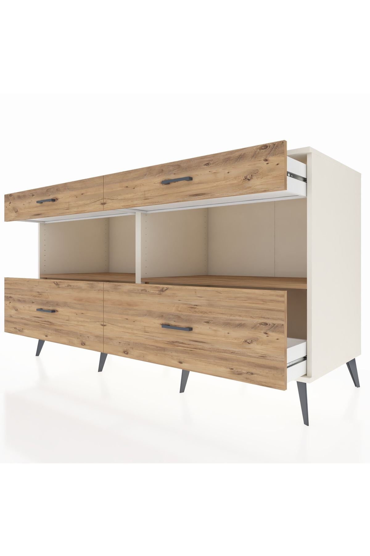 Kronos Konsol 2 Raflı 4 Çekmeceli 176x59x99 Aytaşı-Çam