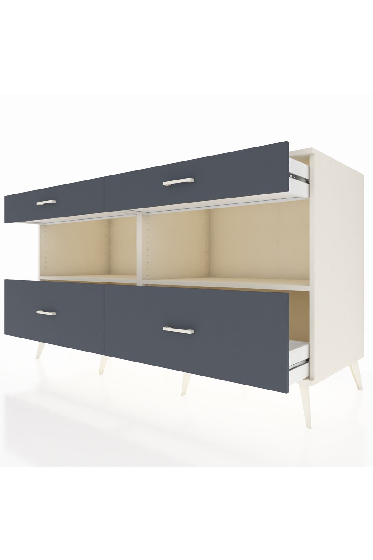 Kronos Konsol 2 Raflı 4 Çekmeceli 176x59x99 Aytaşı-Aytaşı/Antrasit