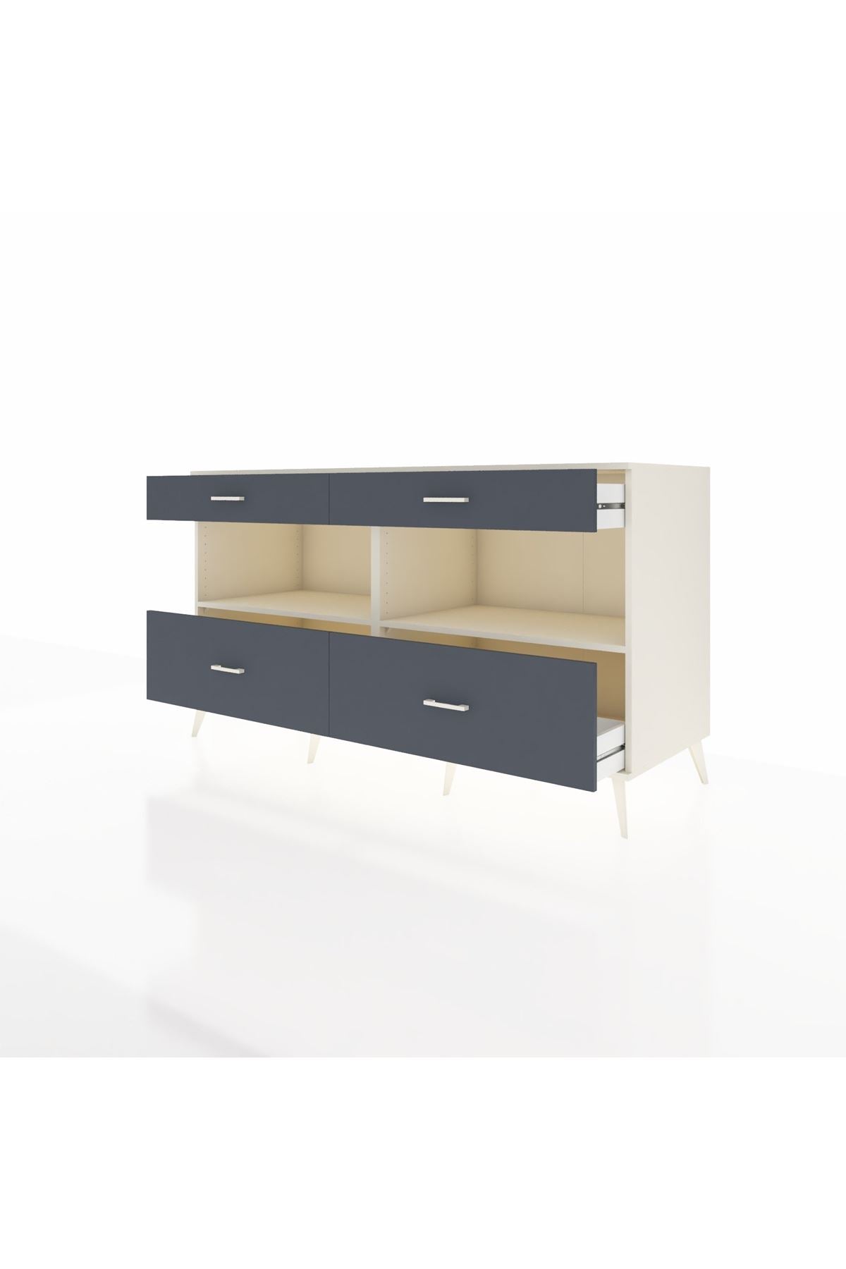 Kronos Konsol 2 Raflı 4 Çekmeceli 176x59x99 Aytaşı-Aytaşı/Antrasit