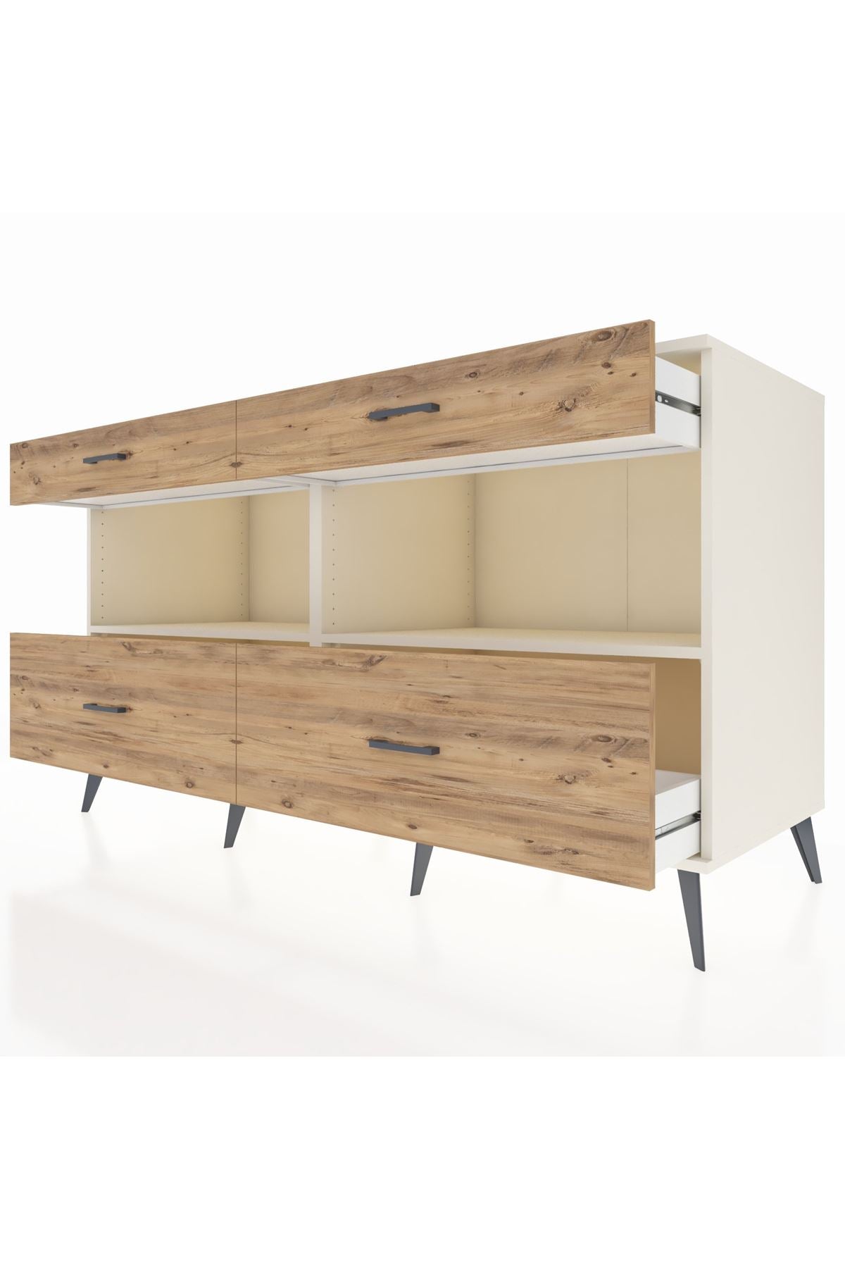 Kronos Konsol 2 Raflı 4 Çekmeceli 176x59x99 Aytaşı-Aytaşı/Çam