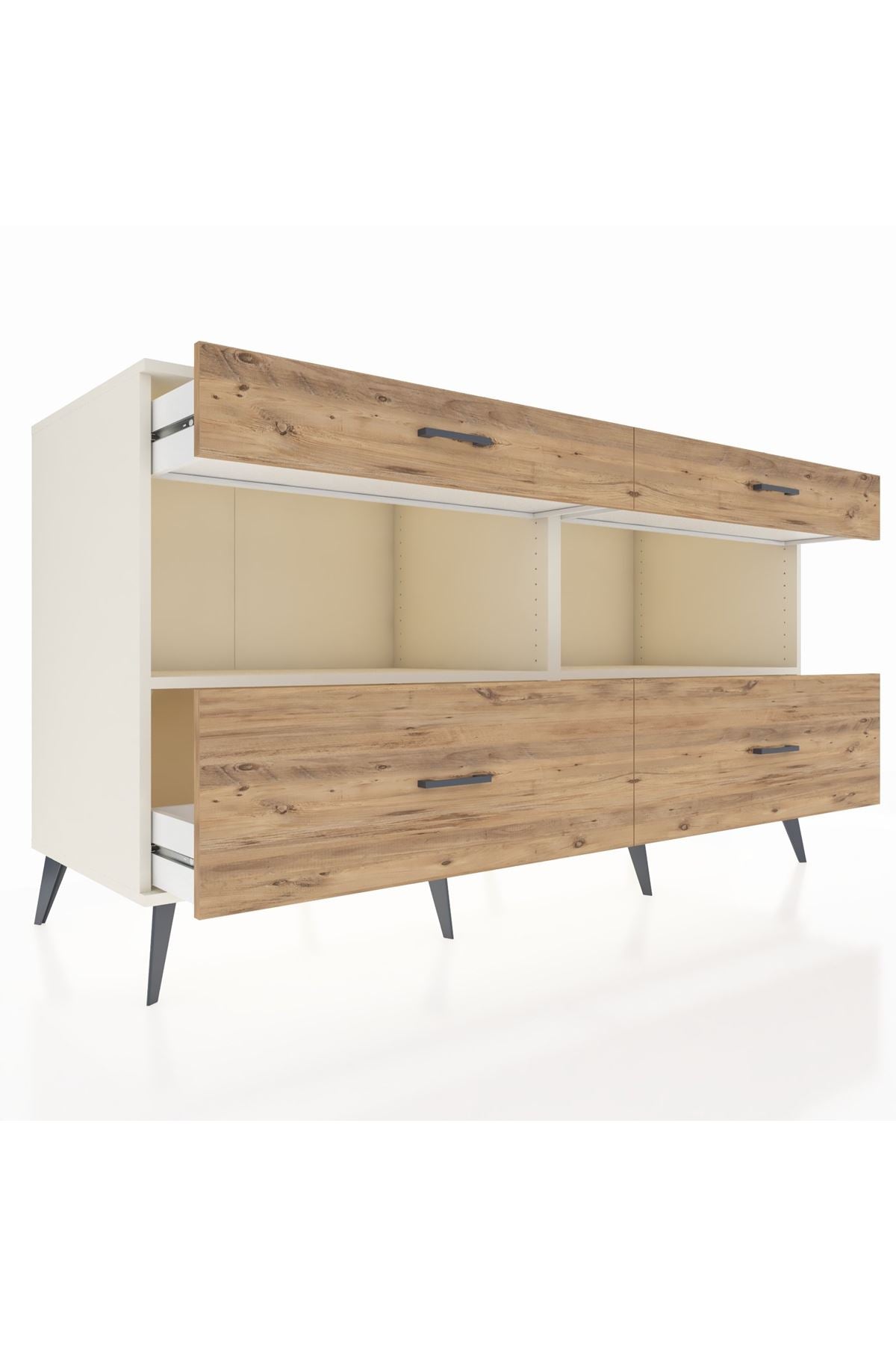 Kronos Konsol 2 Raflı 4 Çekmeceli 176x59x99 Aytaşı-Aytaşı/Çam
